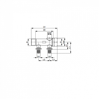 TECE  Коллектор 3/4", латунь 16 × 2 контура  712007