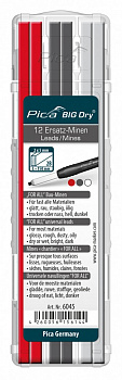 PICA-MARKER 6045 К-т грифелей для карандаша Pica BIG Dry (4 красных, 4 темных, 4 белых) в кейсе