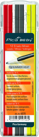 PICA-MARKER 6070 К-т грифелей для карандаша Pica BIG Dry (Summer Heat, темне красные желтые) в кейсе