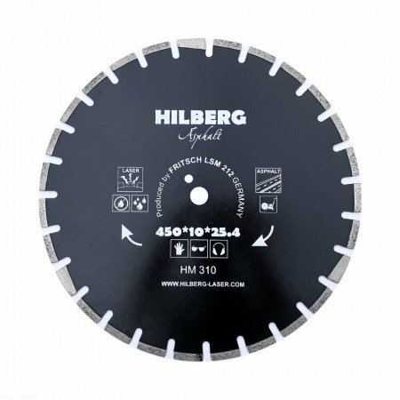 Диск алмазный отрезной 450*25,4*12 Hilberg Hard Materials Лазер асфальт HM310