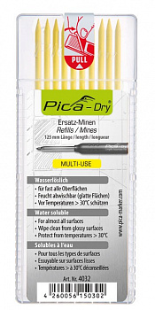 PICA-MARKER 4032 К-т грифелей для карандаша Pica - Dry (10 шт желтые) в кейсе