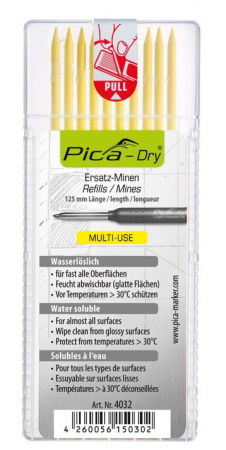 PICA-MARKER 4032 К-т грифелей для карандаша Pica - Dry (10 шт желтые) в кейсе