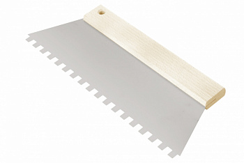 Шпатель нержавеющий трапецевидный 300 мм, зуб 8х8 COMENSAL