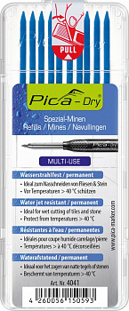 PICA-MARKER 4041 К-т грифелей для карандаша Pica - Dry (10 шт синие) в кейсе