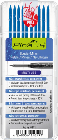 PICA-MARKER 4041 К-т грифелей для карандаша Pica - Dry (10 шт синие) в кейсе