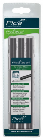 PICA-MARKER 6055/SB К-т грифелей 10H "Stonemason" для карандаша Pica BIG Dry (12 шт) в кейсе (в блистере)