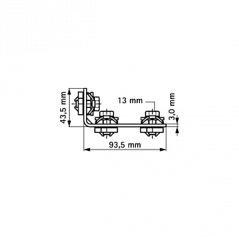 Walraven  BIS RapidRail Уголок 90° 40 х 90 мм, 3 монтажных гайки  6584002