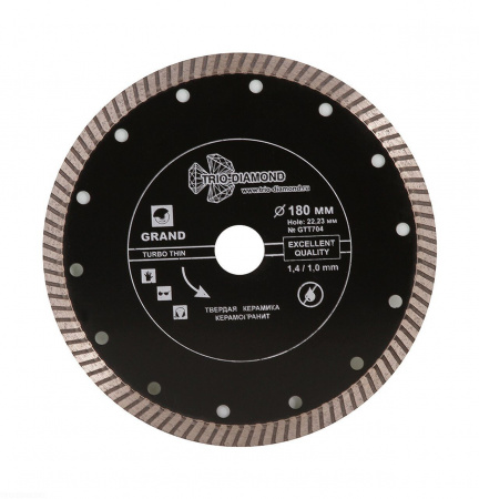 Диск алмазный отрезной 180*22,23 Турбо ультратонкий серия Grand hot press GTT704