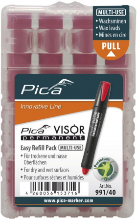 PICA-MARKER 991/40 Сменные картриджи для маркера Pica - Visor permanent (Красный) 4 шт