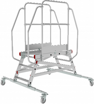 Индустриальная передвижная двухсторонняя лестница-подмости с платформой NV5520 артикул 5520203