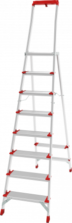 Профессиональная алюминиевая стремянка со ступенями 130 мм, складной площадкой 350×260 мм и органайзером NV 3138 артикул 3138108