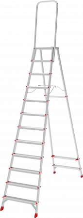Профессиональная алюминиевая стремянка с площадкой 350×260 мм и дугой безопасности 800 мм NV 3136 артикул 3136112