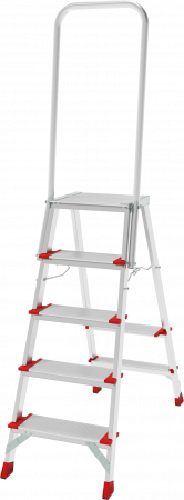 Профессиональная анодированная стремянка со ступенями 130 мм, складной площадкой 350×260 мм и дугой безопасности 800 мм NV 3139А артикул 3139105A