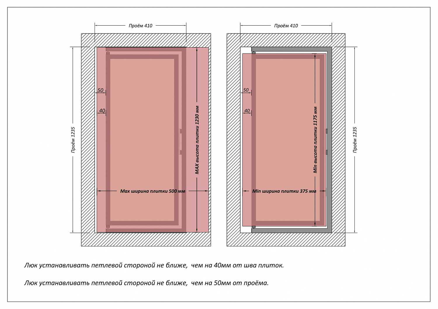 Люк ревизионный / 400х1200 мм