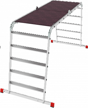 Профессиональная алюминиевая лестница-трансформер с развальцованными ступенями и помостом, ширина 800 мм NV3336 артикул 3336245