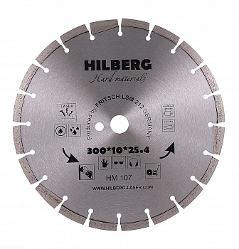 Диск алмазный отрезной 300*25,4*12 Hilberg Hard Materials Лазер HM107