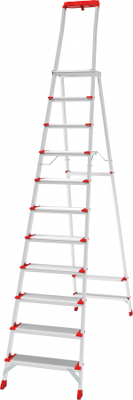 Профессиональная алюминиевая стремянка со ступенями 130 мм, складной площадкой 350×260 мм и органайзером NV 3138 артикул 3138111