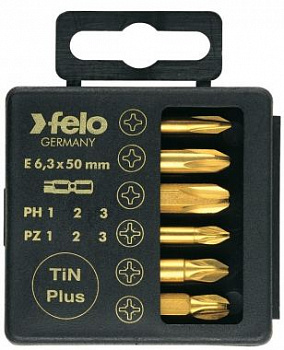 Набор бит PZ/PH TiN 50 мм в кейсе, 6 шт Felo 032 915 76