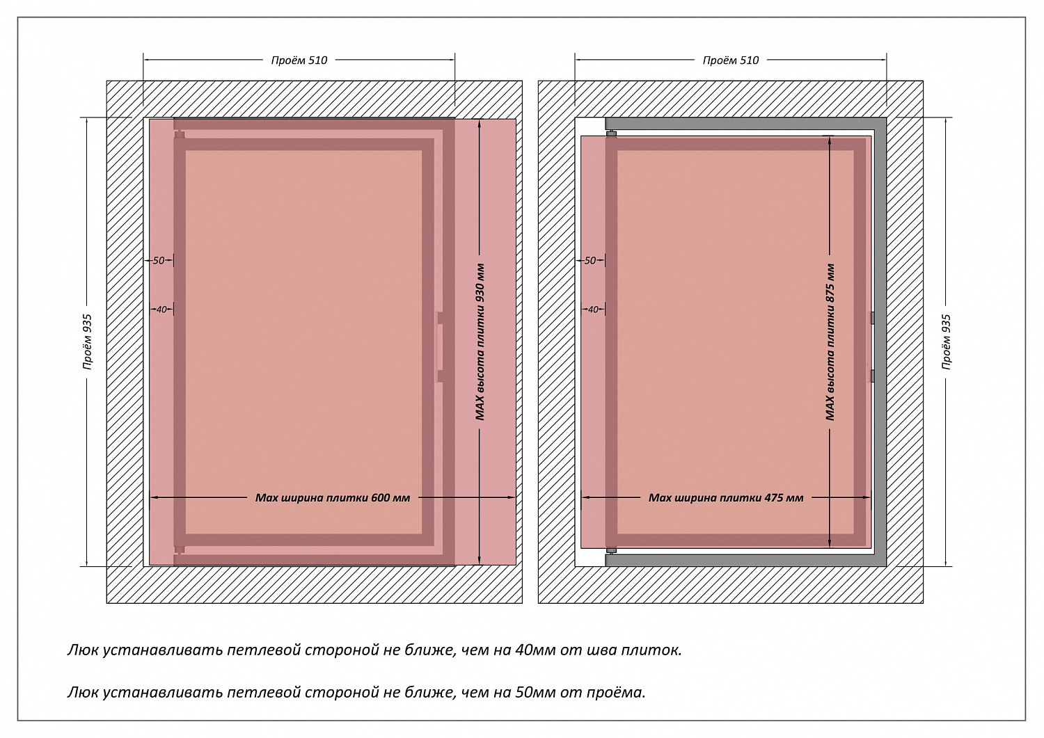 Люк ревизионный / 500х900 мм
