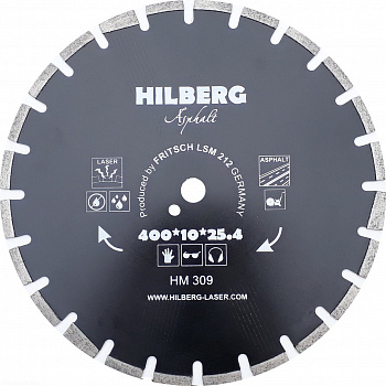 Диск алмазный отрезной 400*25,4*12 Hilberg Hard Materials Лазер асфальт HM309
