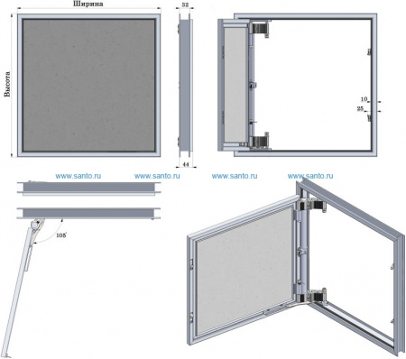 Люк под плитку Лючки.рф Секрет-Лайт 25-40