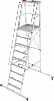 Индустриальная передвижная складная лестница-стремянка с платформой NV 5540 артикул 5540109
