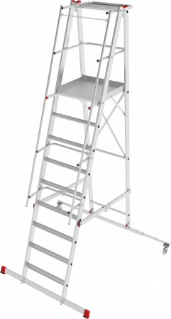 Индустриальная передвижная складная лестница-стремянка с платформой NV 5540 артикул 5540109