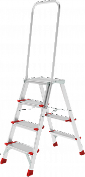 Профессиональная анодированная стремянка со ступенями 130 мм, складной площадкой 350×260 мм и дугой безопасности 800 мм NV 3139А артикул 3139104A