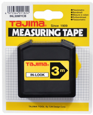 Рулетка IN LOCK 3м/13мм, с окошком TAJIMA INL30MYCB