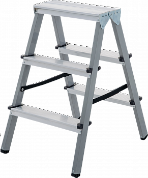Стремянка двухсторонняя стальная с алюминиевыми ступенями NV1140 артикул 1140203