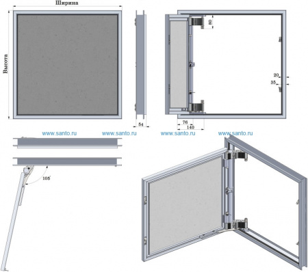 Люк под плитку Лючки.рф Секрет-Лайт 50-60