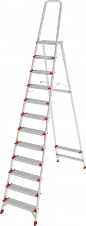 Профессиональная алюминиевая стремянка со ступенями 130 мм и складной площадкой 350×260 мм NV 3137 артикул 3137112