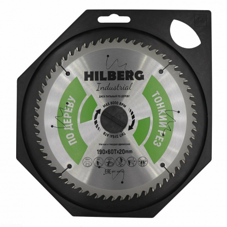 Диск пильный Hilberg Industrial Дерево тонкий рез 190*20*60Т HWT193