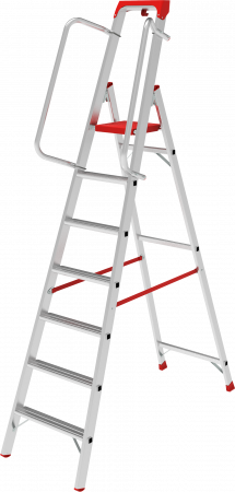Индустриальная алюминиевая стремянка с развальцованными ступенями и органайзером NV5115 артикул 5115107