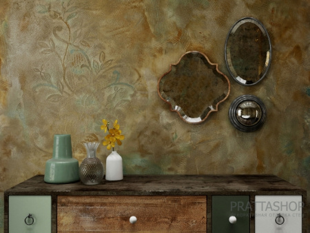 Прочное минеральное покрытие с состаренным трафаретом