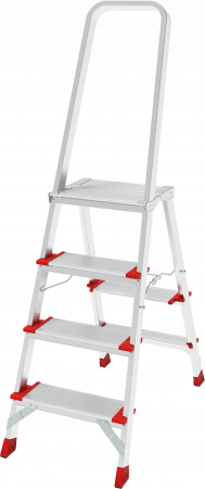 Профессиональная алюминиевая стремянка со ступенями 130 мм и складной площадкой 350×260 мм NV 3137 артикул 3137104