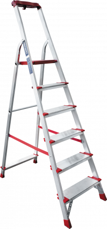 Профессиональная алюминиевая стремянка со ступенями 130 мм и органайзером NV 3118