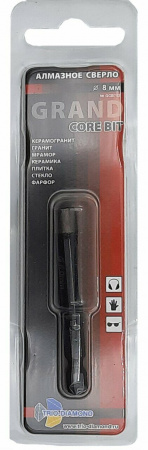 Коронка алмазная по керамограниту 8 мм Серебряная пайка GCB753