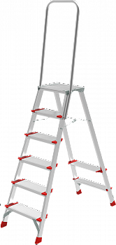 Профессиональная алюминиевая стремянка со ступенями 130 мм, складной площадкой 350×260 мм и дугой безопасности 800 мм NV 3139