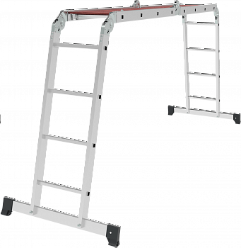 Алюминиевая четырёхсекционная шарнирная лестница-трансформер с помостом, ширина 340 мм NV 1330 артикул 1330404