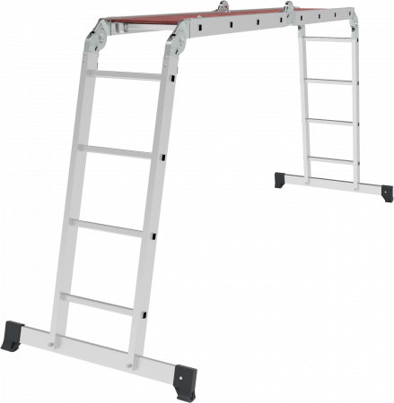 Алюминиевая четырёхсекционная шарнирная лестница-трансформер с помостом, ширина 340 мм NV 1330 артикул 1330404
