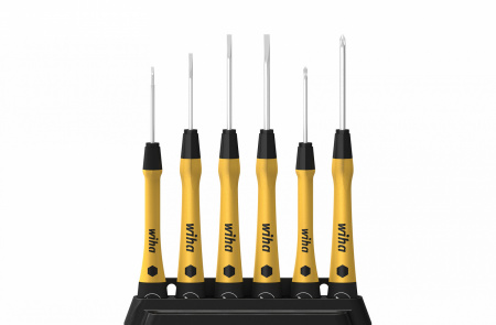 Набор микроотвёрток Wiha PicoFinish ESD Шлиц, Phillips с держателем, 6 пр.