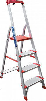 Профессиональная анодированная стремянка со ступенями 130 мм и органайзером NV 3118А артикул 3118104A