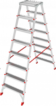 Профессиональная двухсторонняя алюминиевая стремянка с площадкой 350×260 мм NV3121 артикул 3121208