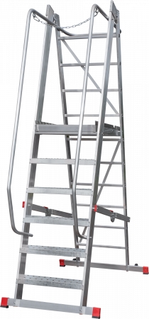 Лестница передвижная складная с винтовыми упорами с площадкой 1,7 м NV 8000043