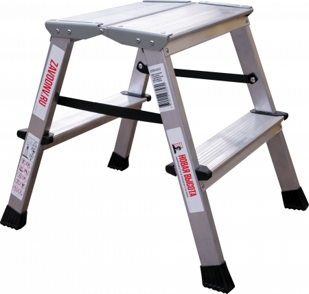 Стремянка алюминиевая двухсторонняя с площадкой 350×260 мм NV2120 артикул 2120202