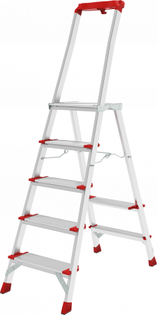 Профессиональная алюминиевая стремянка со ступенями 130 мм, складной площадкой 350×260 мм и органайзером NV 3138 артикул 3138105