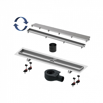 Комплект TECE TECElinus для монтажа дренажного канала 2 в 1 с основой для плитки tile и steel с мембраной Хром матовый 15103079