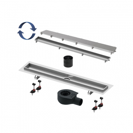 Комплект TECE TECElinus для монтажа дренажного канала 2 в 1 с основой для плитки tile и steel с мембраной Хром матовый 15103089