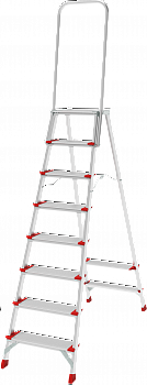 Профессиональная анодированная стремянка со ступенями 130 мм, складной площадкой 350×260 мм и дугой безопасности 800 мм NV 3139А артикул 3139108A
